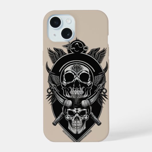 ゴシックスカルデザイン iPhone 15ケース (裏面)