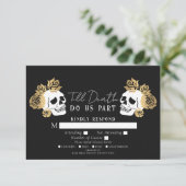 ゴシックスカルデスウェディングRSVP エンクロージャーカード (スタンド正面)