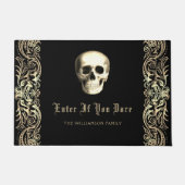 ゴシックスカルハロウィンパーソナライズされた ドアマット (正面)