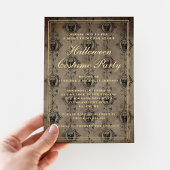 ゴシックスカルハロウィーンの衣装パーティー 箔招待状