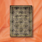 ゴシックスカルハロウィーンカクテルパーティー金ゴールド 箔招待状