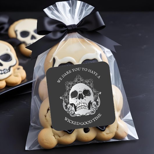 ゴシックスカルハローウィンパーティ スクエアシール