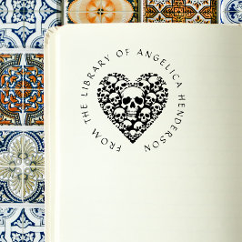 ゴシックスカルハートカスタムヴィンテージ図書室 ラバースタンプ