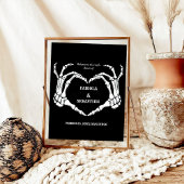 ゴシックスカルハートブライダルシャワーウェルカムサイン ポスター