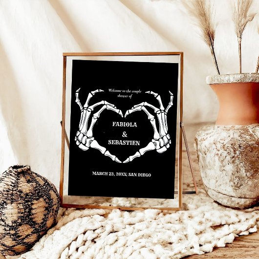 ゴシックスカルハートブライダルシャワーウェルカムサイン ポスター