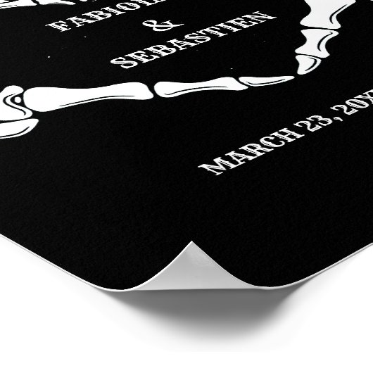 ゴシックスカルハートブライダルシャワーウェルカムサイン ポスター (角)