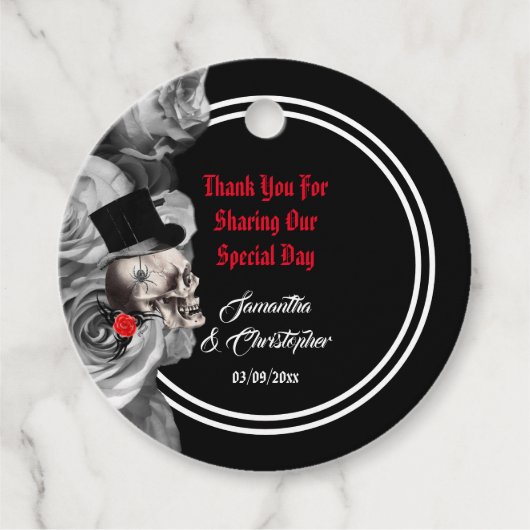 ゴシックスカルバイクもしくは自転車に乗る人またはロック結婚ブラック感謝していズユー フェイバータグ (正面)