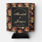 ゴシックスカルバラカスタムブラックハロウィン結婚ズ 缶クーラー (正面)