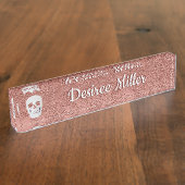 ゴシックスカルバラ金ゴールドモダン白エレガントフローラ デスクネームプレート (側面)