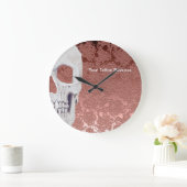 ゴシックスカルバラ金ゴールドモダン白エレガントフローラ ラージ壁時計 (ホーム)