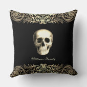 ゴシックスカルパーソナライズされた クッション (裏面)