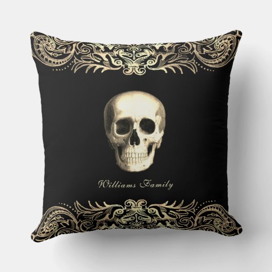 ゴシックスカルパーソナライズされた クッション (裏面)