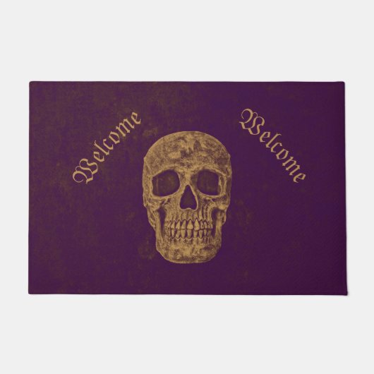 ゴシックスカルパープグランジル金ゴールドウェルカッコいいカム ドアマット (正面)