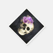 ゴシックスカルパープルバラハロウィーン スタンダードカクテルナプキン (角)
