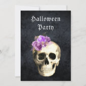 ゴシックスカルパープルバラハローウィンパーティ 招待状 (正面)