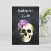 ゴシックスカルパープルバラハローウィンパーティ 招待状 (スタンド正面)