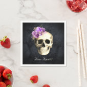 ゴシックスカルパープルバラパーソナライズされたハロウィーン スタンダードカクテルナプキン (インサイチュ)