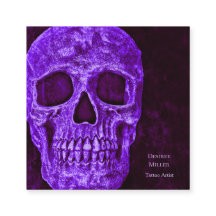 ゴシックスカルパープルブルゴーニュTattooショップ