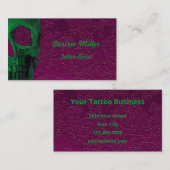 ゴシックスカルピンクネオングリーンフローラタトゥーアーティスト 名刺 (正面/裏面)