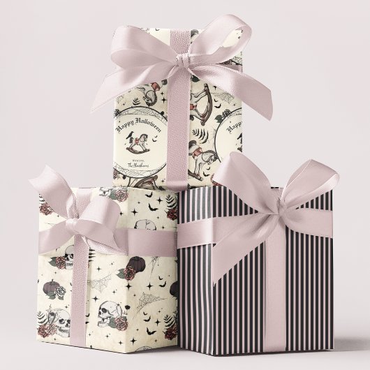 ゴシックスカルピンクローズカボッキンガールハロウィーン ラッピングペーパーシート