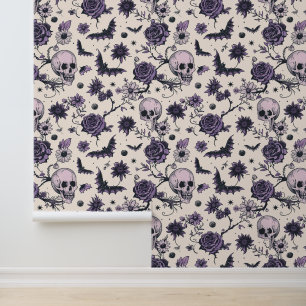 ゴシックスカルフローラスカルこうもり 壁紙