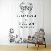 ゴシックスカルフローラフォトブース背景 タペストリー (インサイチュ)