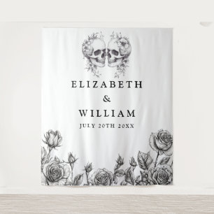ゴシックスカルフローラフォトブース背景 タペストリー