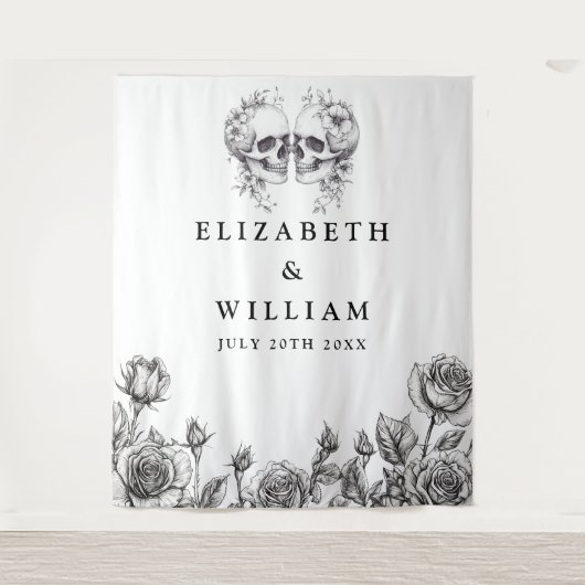 ゴシックスカルフローラフォトブース背景 タペストリー (正面)