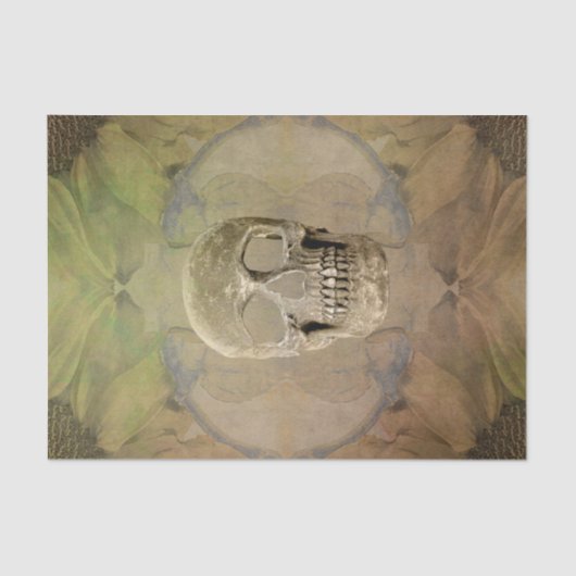 ゴシックスカルフローラ黄色金ゴールドテクスチャヴィンテージ 薄葉紙 (正面)