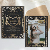 ゴシックスカルブラックブライダルシャワー 招待状