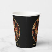 ゴシックスカルブラックレッドローズクラウンハローウィンパーティ 紙コップ (右)