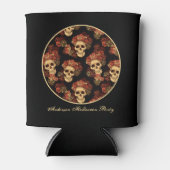 ゴシックスカルブラックレッドローズクラウンハローウィンパーティ 缶クーラー (正面)