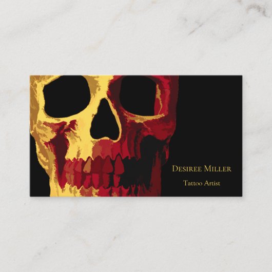 ゴシックスカルヘッドイエローレッドマカブル 名刺 (正面)