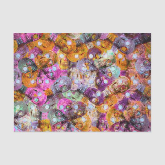 ゴシックスカルヘッドイエロー金ゴールドピンクヴィンテージスタイル 薄葉紙 (正面)