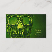 ゴシックスカルヘッドグリーンネオンメタリックタトゥーショップ 名刺 (正面)