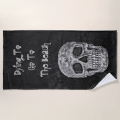 ゴシックスカルヘッドテグランジクスチャ白黒 ビーチタオル (正面)