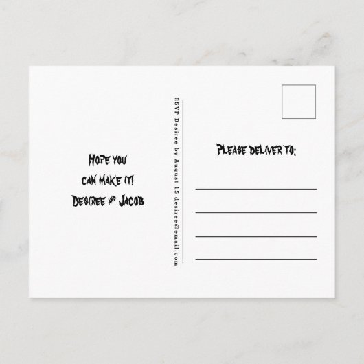 ゴシックスカルヘッドハロウィーン結婚式招待状 インビテーションポストカード (裏面)