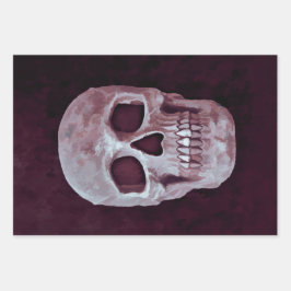 ゴシックスカルヘッドパープルクール不気味デザイン ラッピングペーパーシート