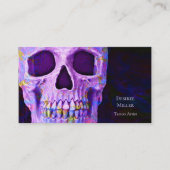 ゴシックスカルヘッドパープルブルータトゥーショップ 名刺 (正面)