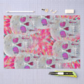 ゴシックスカルヘッドピンクカラフルアガーリーート 薄葉紙 (クラフト)