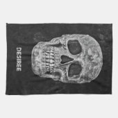 ゴシックスカルヘッドブラックアンドホワイトカスタム キッチンタオル (横)