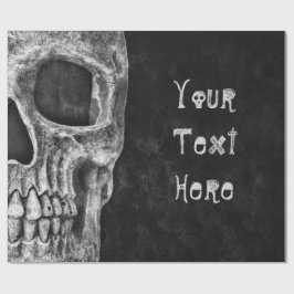 ゴシックスカルヘッドブラックアンドホワイトカスタム ラッピングペーパー