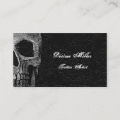 ゴシックスカルヘッドブラックグレーフローラタトゥーアーティスト 名刺 (正面)