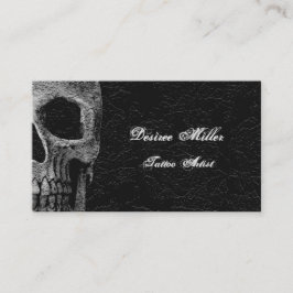 ゴシックスカルヘッドブラックグレーフローラタトゥーアーティスト 名刺