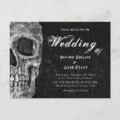 ゴシックスカルヘッドブラックハロウェディング招待状 インビテーションポストカード (正面)