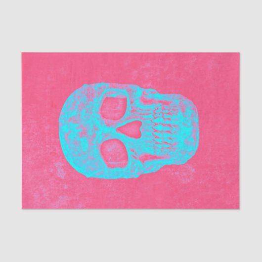 ゴシックスカルヘッドホットピンクブルーデコパージュアポップ・アートのート 薄葉紙 (正面)