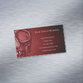 ゴシックスカルヘッドレッドブラックタ白熱［赤熱］光を放つトゥーショップ マグネット名刺 (インサイチュ)