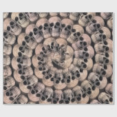 ゴシックスカルヘッドヴィンテージセピア抽象芸術パターン ラッピングペーパー (フラット)