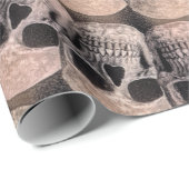 ゴシックスカルヘッドヴィンテージセピア抽象芸術パターン ラッピングペーパー (ロールコーナー)