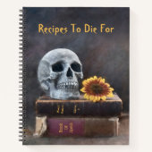 ゴシックスカルヘッドヴィンテージブックスヒマワリレシピ ノートブック (正面)